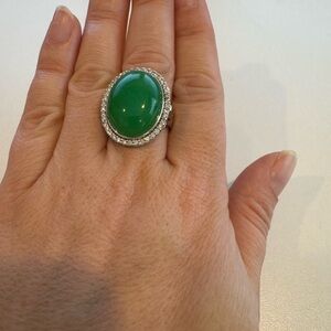 Vintage Jade Ring - in a diamond setting, white gold